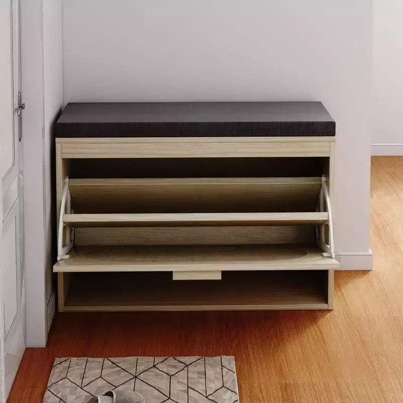 Karl Home | Banc de rangement rembourré en rotin véritable