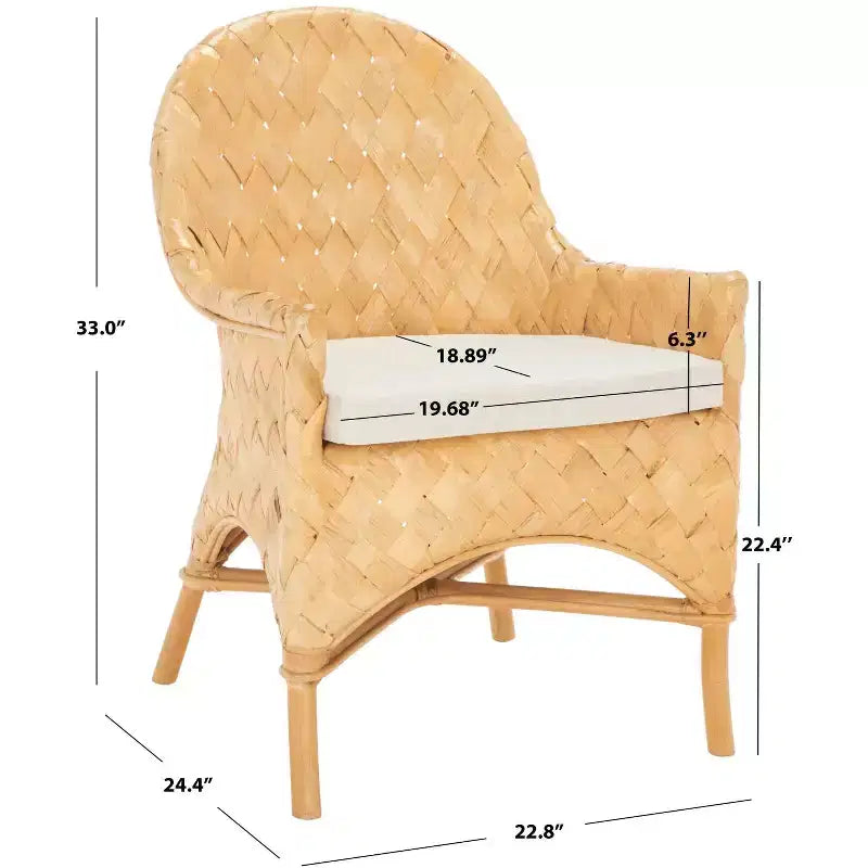 Chaise de salle à manger tressée Chorus avec coussin - SEA7039 - Naturel/Blanc - Safavieh