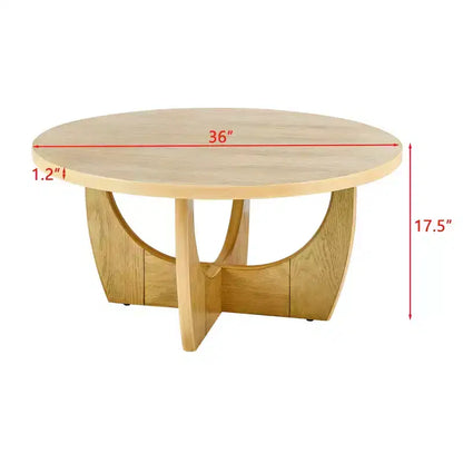 Table basse ronde de 36 pouces, table de cocktail moderne du milieu du siècle avec plateau circulaire, table d'appoint à grain de bois pour bureau à domicile