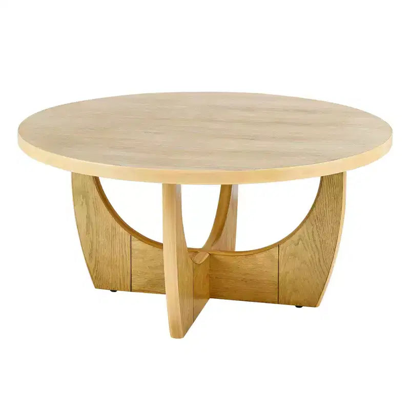 Table basse ronde de 36 pouces, table de cocktail moderne du milieu du siècle avec plateau circulaire, table d'appoint à grain de bois pour bureau à domicile