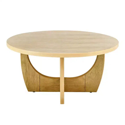 Table basse ronde de 36 pouces, table de cocktail moderne du milieu du siècle avec plateau circulaire, table d'appoint à grain de bois pour bureau à domicile
