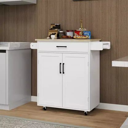 Dessertes de cuisine roulantes avec plan de travail, porte-épices, porte-serviettes et tiroir, chariots de rangement mobiles pour cuisine et salle à manger