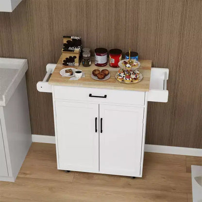 Dessertes de cuisine roulantes avec plan de travail, porte-épices, porte-serviettes et tiroir, chariots de rangement mobiles pour cuisine et salle à manger