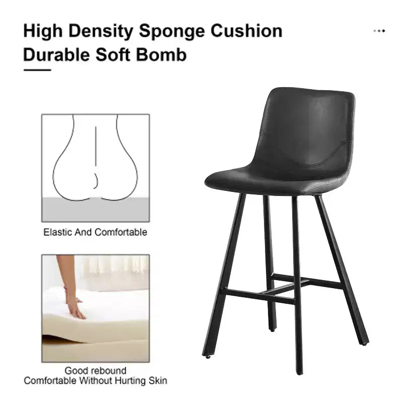 Okak Modern Lot de 2 tabourets de bar, chaises d'îlot de cuisine avec dossier incurvé ergonomique et repose-pieds, tabourets de comptoir en similicuir