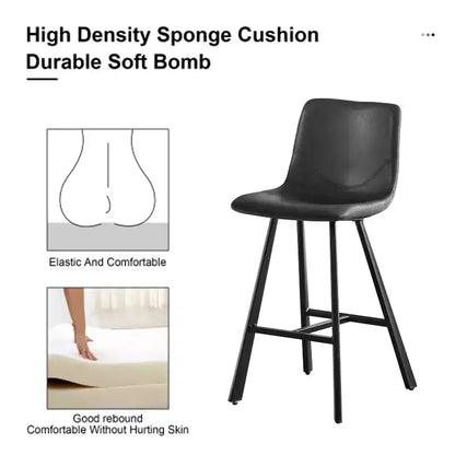 Okak Modern Lot de 2 tabourets de bar, chaises d'îlot de cuisine avec dossier incurvé ergonomique et repose-pieds, tabourets de comptoir en similicuir