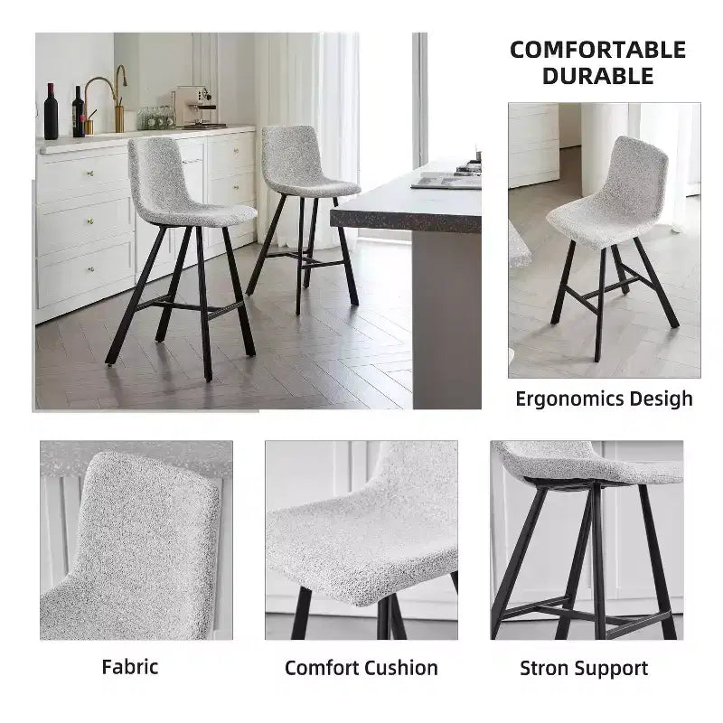 Okak Modern Lot de 2 tabourets de bar, chaises d'îlot de cuisine avec dossier incurvé ergonomique et repose-pieds, tabourets de comptoir en similicuir