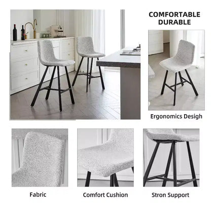 Okak Modern Lot de 2 tabourets de bar, chaises d'îlot de cuisine avec dossier incurvé ergonomique et repose-pieds, tabourets de comptoir en similicuir
