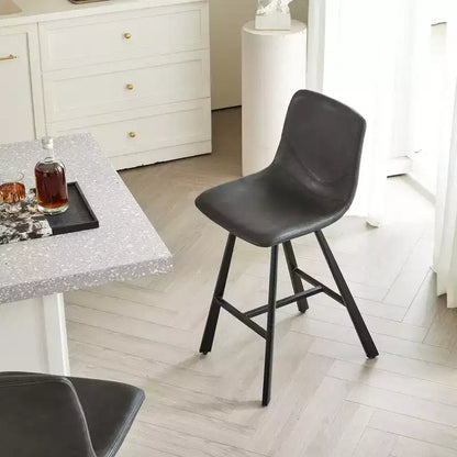 Okak Modern Lot de 2 tabourets de bar, chaises d'îlot de cuisine avec dossier incurvé ergonomique et repose-pieds, tabourets de comptoir en similicuir