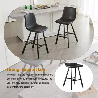 Okak Modern Lot de 2 tabourets de bar, chaises d'îlot de cuisine avec dossier incurvé ergonomique et repose-pieds, tabourets de comptoir en similicuir