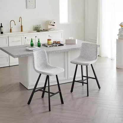 Okak Modern Set of 2 Bar Stools Kitchen Island Chairs with Ergonomic Curved Backrest & Footrest,Faux Leather Counter Stools