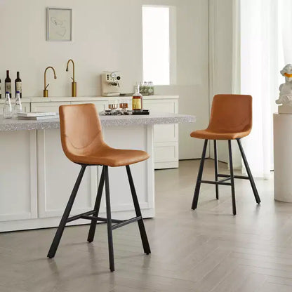Okak Modern Lot de 2 tabourets de bar, chaises d'îlot de cuisine avec dossier incurvé ergonomique et repose-pieds, tabourets de comptoir en similicuir