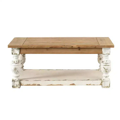 Table Basse Rectangulaire en Bois Style Campagne Française 120x70x50 cm