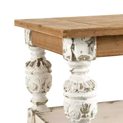 Table Basse Rectangulaire en Bois Style Campagne Française 120x70x50 cm