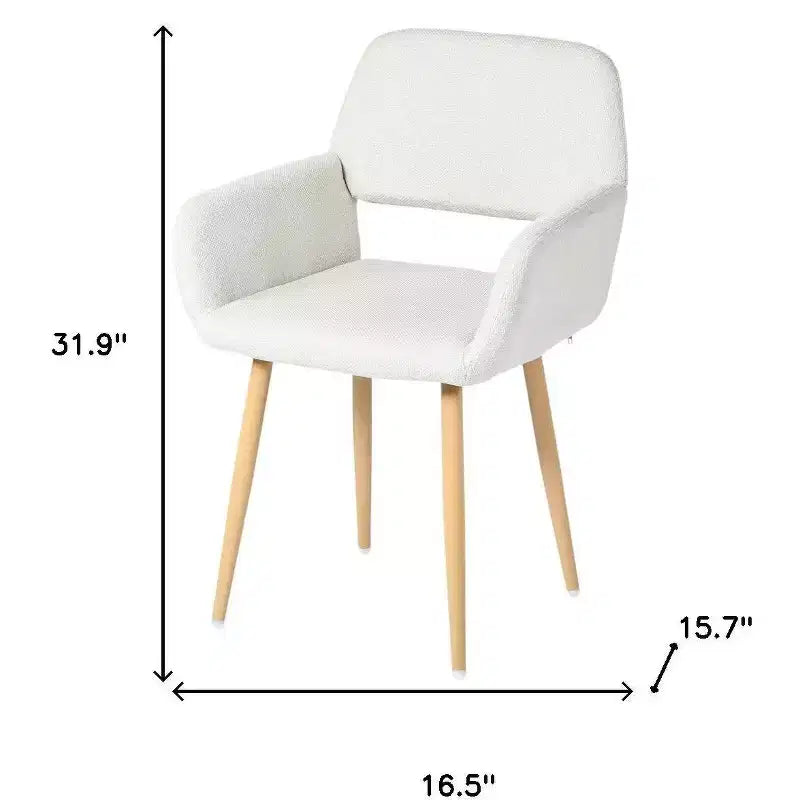 HomeRoots Lot de deux chaises de salle à manger avec accoudoirs en tissu beige et chêne et acier
