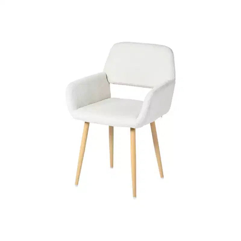 HomeRoots Lot de deux chaises de salle à manger avec accoudoirs en tissu beige et chêne et acier