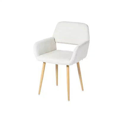 HomeRoots Lot de deux chaises de salle à manger avec accoudoirs en tissu beige et chêne et acier