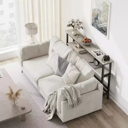 5.9 Table Console Étroite avec Étagère Réglable - Table d'Appoint Industrielle Mince à 2 Niveaux pour Couloir, Entrée et Salon