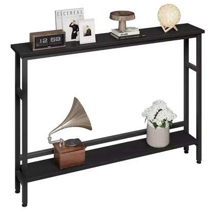 5.9 Narrow Console Table with Adjustable Shelf - 2-Tier Industrial Slim Sofa Table for Hallway, Entryway & Living Room