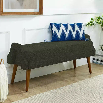 MAYEERTY Banquette de salon moderne en tissu bouclé avec coussin moelleux, accoudoirs géométriques irréguliers, pieds en bois de caoutchouc Vert