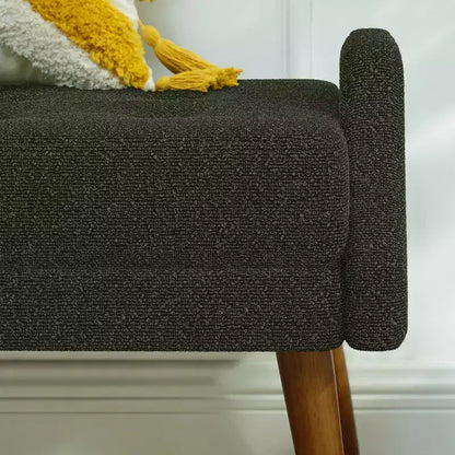 MAYEERTY Banquette de salon moderne en tissu bouclé avec coussin moelleux, accoudoirs géométriques irréguliers, pieds en bois de caoutchouc Vert