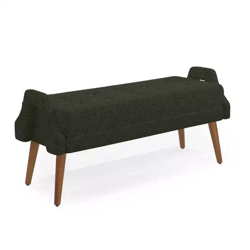 MAYEERTY Banquette de salon moderne en tissu bouclé avec coussin moelleux, accoudoirs géométriques irréguliers, pieds en bois de caoutchouc Vert