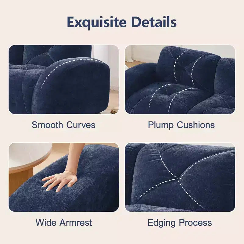 Clihome 140Tissu en Velours Doux,Canapé Désossé capitonné,Éponge Haute Densité 32D,Fond Design Ergonomique,Fond Antidérapant,Pour Salons
