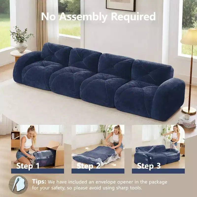Clihome 140Tissu en Velours Doux,Canapé Désossé capitonné,Éponge Haute Densité 32D,Fond Design Ergonomique,Fond Antidérapant,Pour Salons