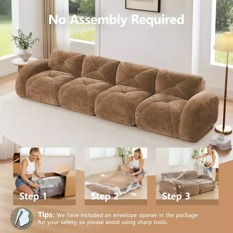 Clihome 140Tissu en Velours Doux,Canapé Désossé capitonné,Éponge Haute Densité 32D,Fond Design Ergonomique,Fond Antidérapant,Pour Salons