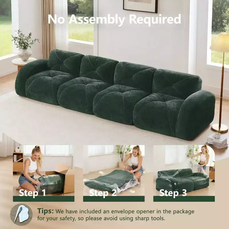 Clihome 140Tissu en Velours Doux,Canapé Désossé capitonné,Éponge Haute Densité 32D,Fond Design Ergonomique,Fond Antidérapant,Pour Salons