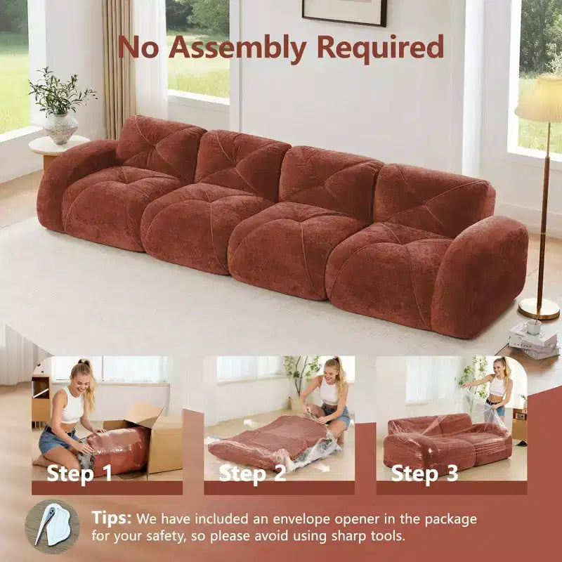 Clihome 140Tissu en Velours Doux,Canapé Désossé capitonné,Éponge Haute Densité 32D,Fond Design Ergonomique,Fond Antidérapant,Pour Salons