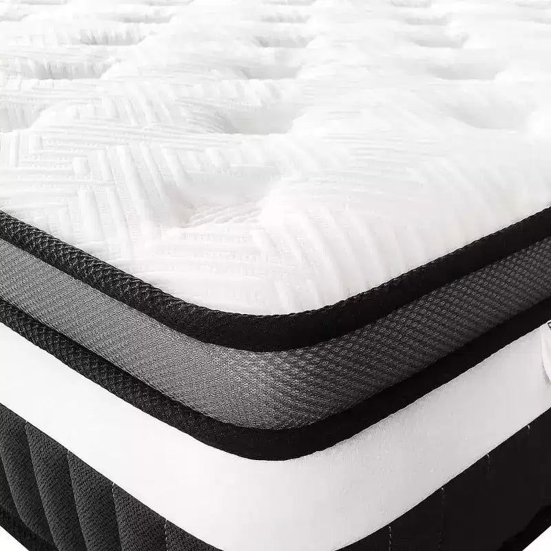 Matelas hybride Queen 14 pouces en boîte, fermeté moyenne, mousse à mémoire de forme et ressorts ensachés individuels, matelas sans fibre de verre, respirant, CertiPUR-US