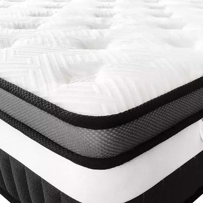 Matelas hybride Queen 14 pouces en boîte, fermeté moyenne, mousse à mémoire de forme et ressorts ensachés individuels, matelas sans fibre de verre, respirant, CertiPUR-US