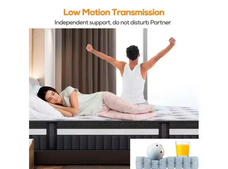 Matelas hybride Queen 14 pouces en boîte, fermeté moyenne, mousse à mémoire de forme et ressorts ensachés individuels, matelas sans fibre de verre, respirant, CertiPUR-US