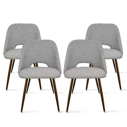 Ensemble de salle à manger 5 pièces pour 4 personnes, table à manger ronde noyer avec pied piédestal en métal + 4 chaises sans accoudoirs rembourrées pour salle à manger, cuisine - Panipeachy