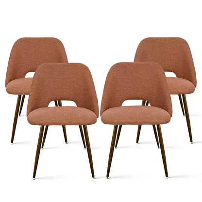Ensemble de salle à manger 5 pièces pour 4 personnes, table à manger ronde noyer avec pied piédestal en métal + 4 chaises sans accoudoirs rembourrées pour salle à manger, cuisine - Panipeachy