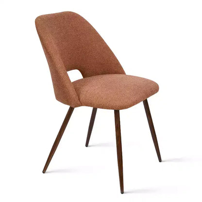 Ensemble de salle à manger 5 pièces pour 4 personnes, table à manger ronde noyer avec pied piédestal en métal + 4 chaises sans accoudoirs rembourrées pour salle à manger, cuisine - Panipeachy
