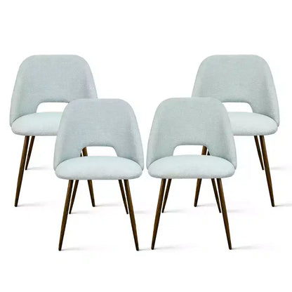 Ensemble de salle à manger 5 pièces pour 4 personnes, table à manger ronde noyer avec pied piédestal en métal + 4 chaises sans accoudoirs rembourrées pour salle à manger, cuisine - Panipeachy