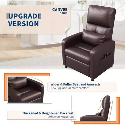 Fauteuil inclinable, Fauteuil Inclinable Ergonomique Rembourré en Cuir PU pour Salon, Dossier Haut, Siège Rembourré, 2 Poches Latérales