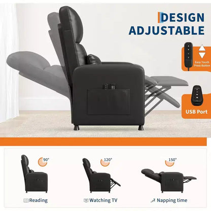Fauteuil inclinable, Fauteuil Inclinable Ergonomique Rembourré en Cuir PU pour Salon, Dossier Haut, Siège Rembourré, 2 Poches Latérales
