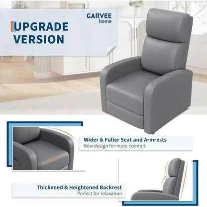 Fauteuil inclinable en cuir PU, inclinable paresseux ergonomique réglable, canapé simple amélioré avec poche latérale, dossier haut et siège rembourré pour le salon