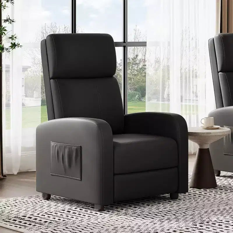 Fauteuil inclinable en cuir PU, inclinable paresseux ergonomique réglable, canapé simple amélioré avec poche latérale, dossier haut et siège rembourré pour le salon