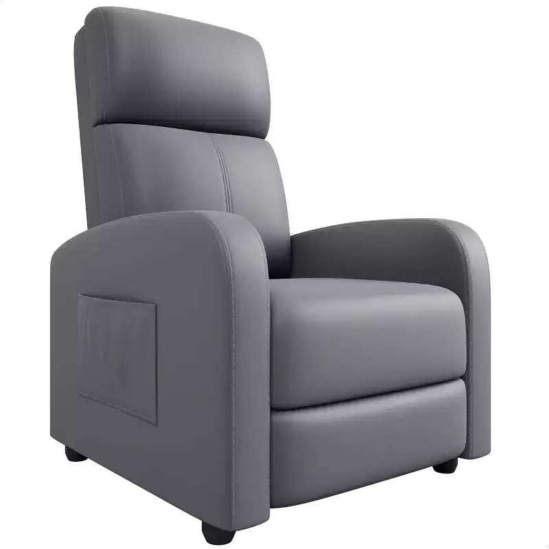 Fauteuil inclinable en cuir PU, inclinable paresseux ergonomique réglable, canapé simple amélioré avec poche latérale, dossier haut et siège rembourré pour le salon