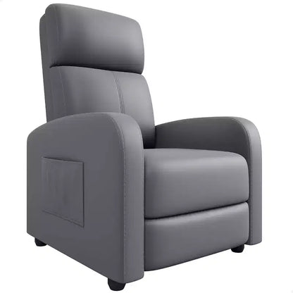 Fauteuil inclinable en cuir PU, inclinable paresseux ergonomique réglable, canapé simple amélioré avec poche latérale, dossier haut et siège rembourré pour le salon