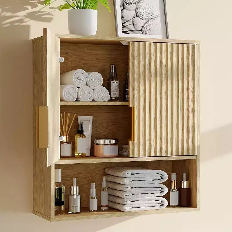 Bathroom Wall Cabinet - Medicine Cabinet with Wave-Patterned & Adjustable Shelf - 25x23x8 Inch Wall Cabinet for Bathroom, Kitchen, Laundry Room