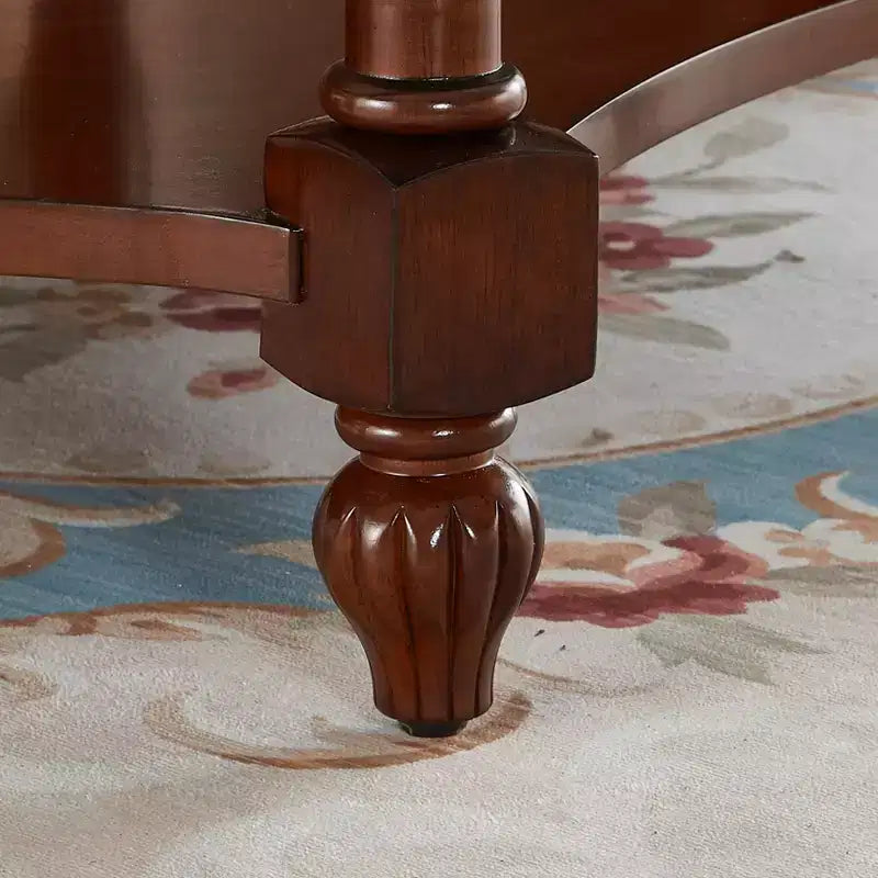 Table d'appoint ovale classique EHMKNP en bois massif avec plateau en verre