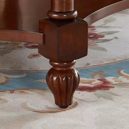 Table d'appoint ovale classique EHMKNP en bois massif avec plateau en verre
