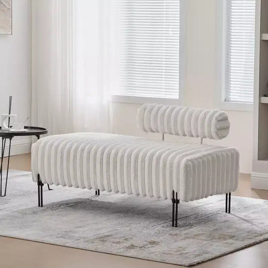 TUYOHW Modern 2-Seater Loveseat Bench with Adjustable Back Upholstered Entryway Bench with Metal Legs End of Bed Bench for Living Room, Bedroom