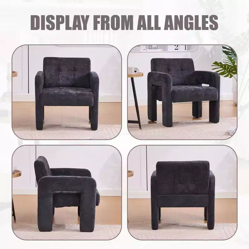 Fauteuil d'appoint moderne TUYOHW, fauteuil simple rembourré en chenille avec accoudoirs rembourrés, chaise longue pour salon, chambre, bureau, capacité de 227 kg