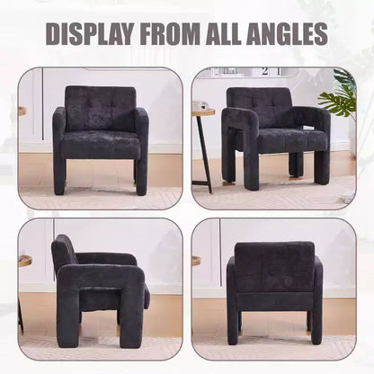 Fauteuil d'appoint moderne TUYOHW, fauteuil simple rembourré en chenille avec accoudoirs rembourrés, chaise longue pour salon, chambre, bureau, capacité de 227 kg