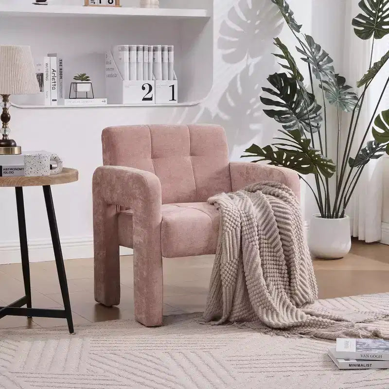 Fauteuil d'appoint moderne TUYOHW, fauteuil simple rembourré en chenille avec accoudoirs rembourrés, chaise longue pour salon, chambre, bureau, capacité de 227 kg